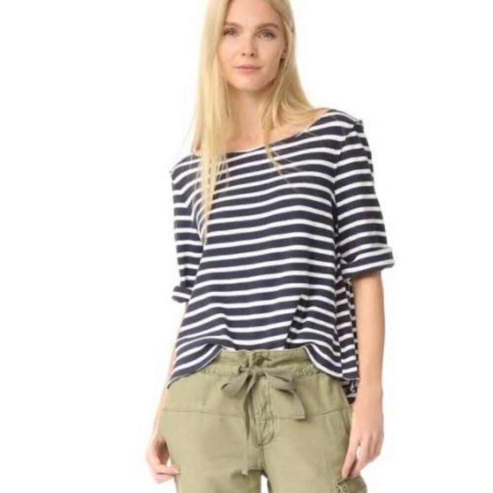 We the Free Navy & White Swing Top